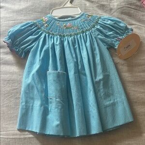 Blue Smocked Kids Dress